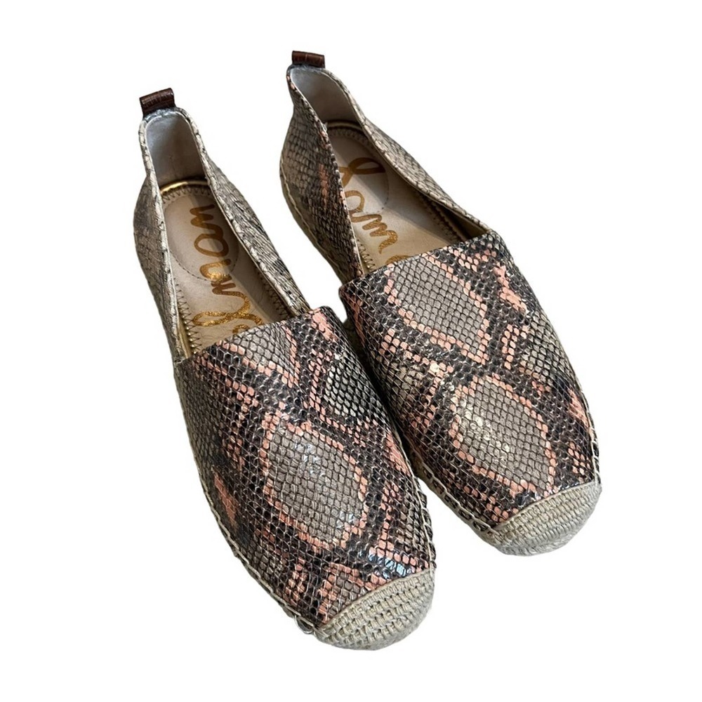 Sam Edelman Khloe Snake-Effect Leather Espadrilles Size 7